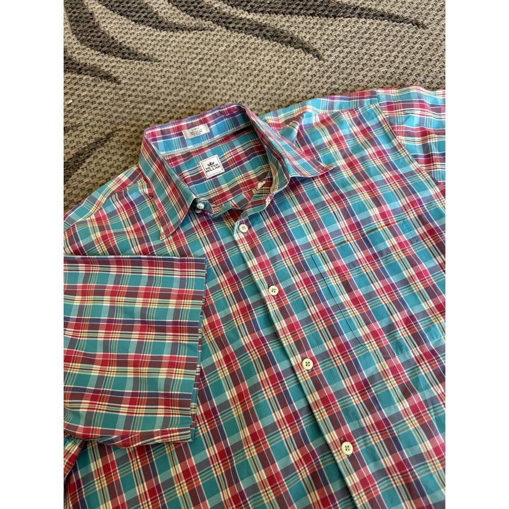 Peter Millar Shirt Mens L Crown Crafted Performance Button Down Pink Blue Plaid - Picture 1 of 6